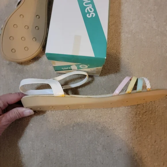 Pastel Strappy Flat Sandals in Cream, Pink, Yellow, Mint Size 11 NWOT - Picture 4 of 6